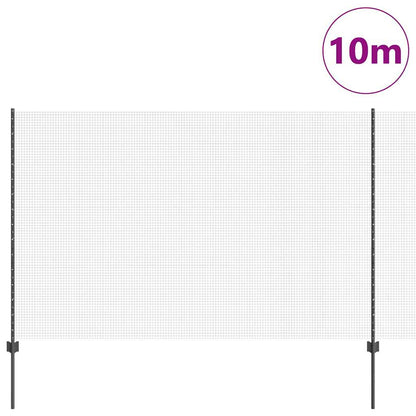 Zaun mit Pfosten Grau 1.6 x 10 m Stahl