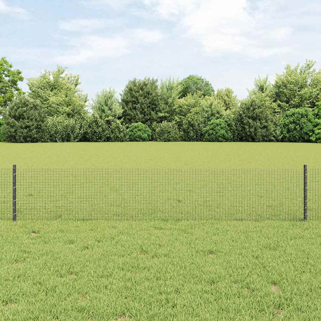 Zaun mit Pfosten Grau 0,4 x 25 m Stahl