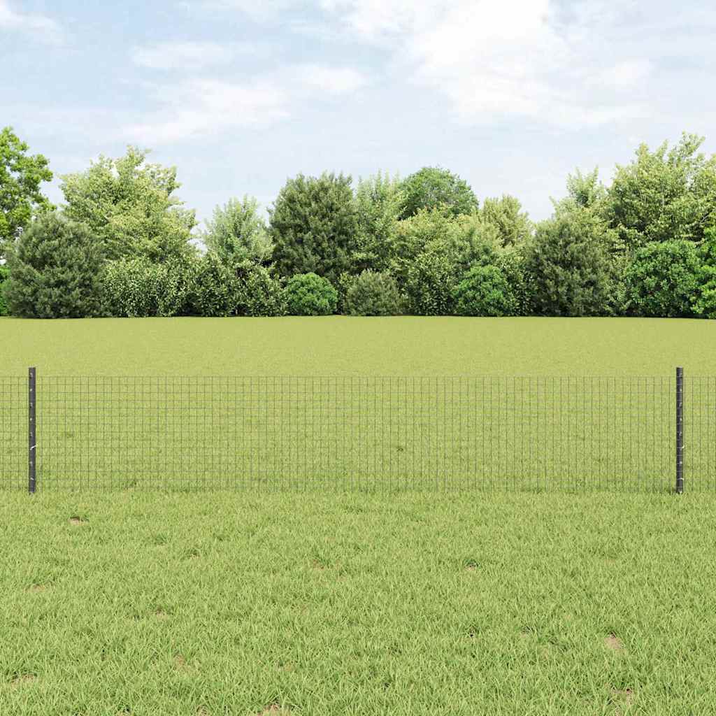 Zaun mit Pfosten Grau 0,4 x 25 m Stahl