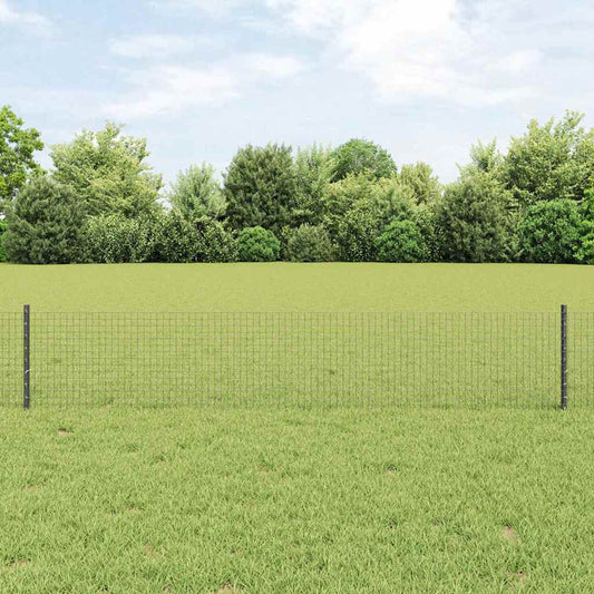 Zaun mit Pfosten Grau 0,4 x 25 m Stahl