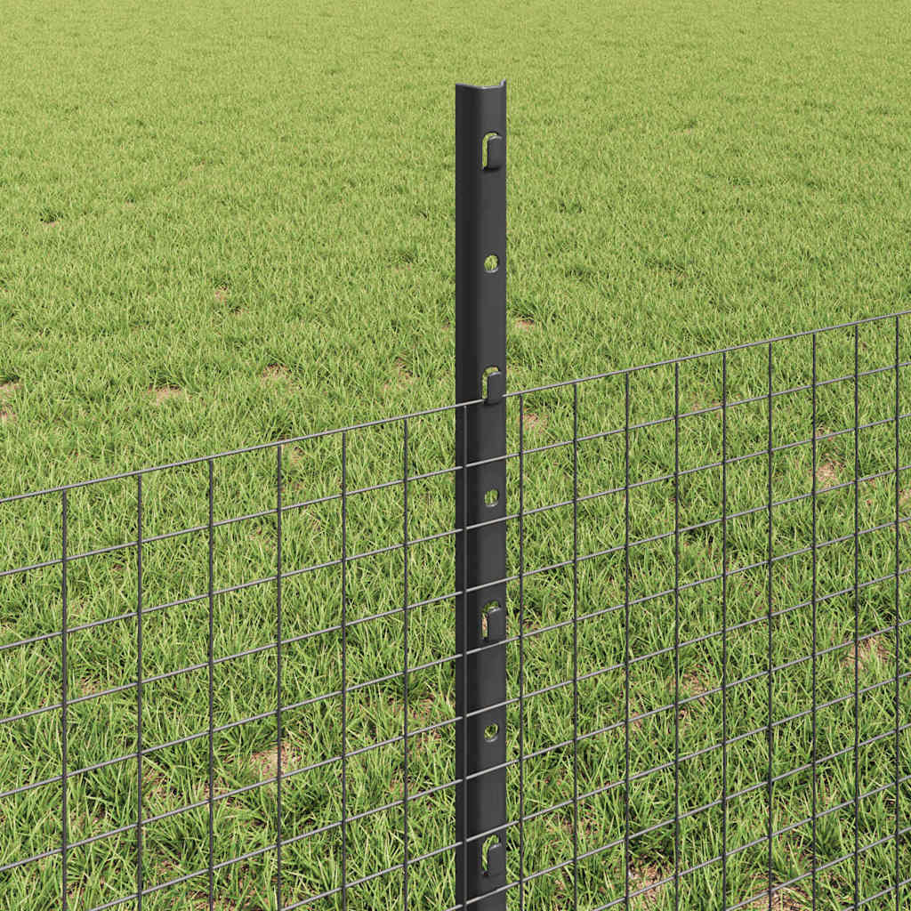 Zaun mit Pfosten Grau 0,5 x 25 m Stahl