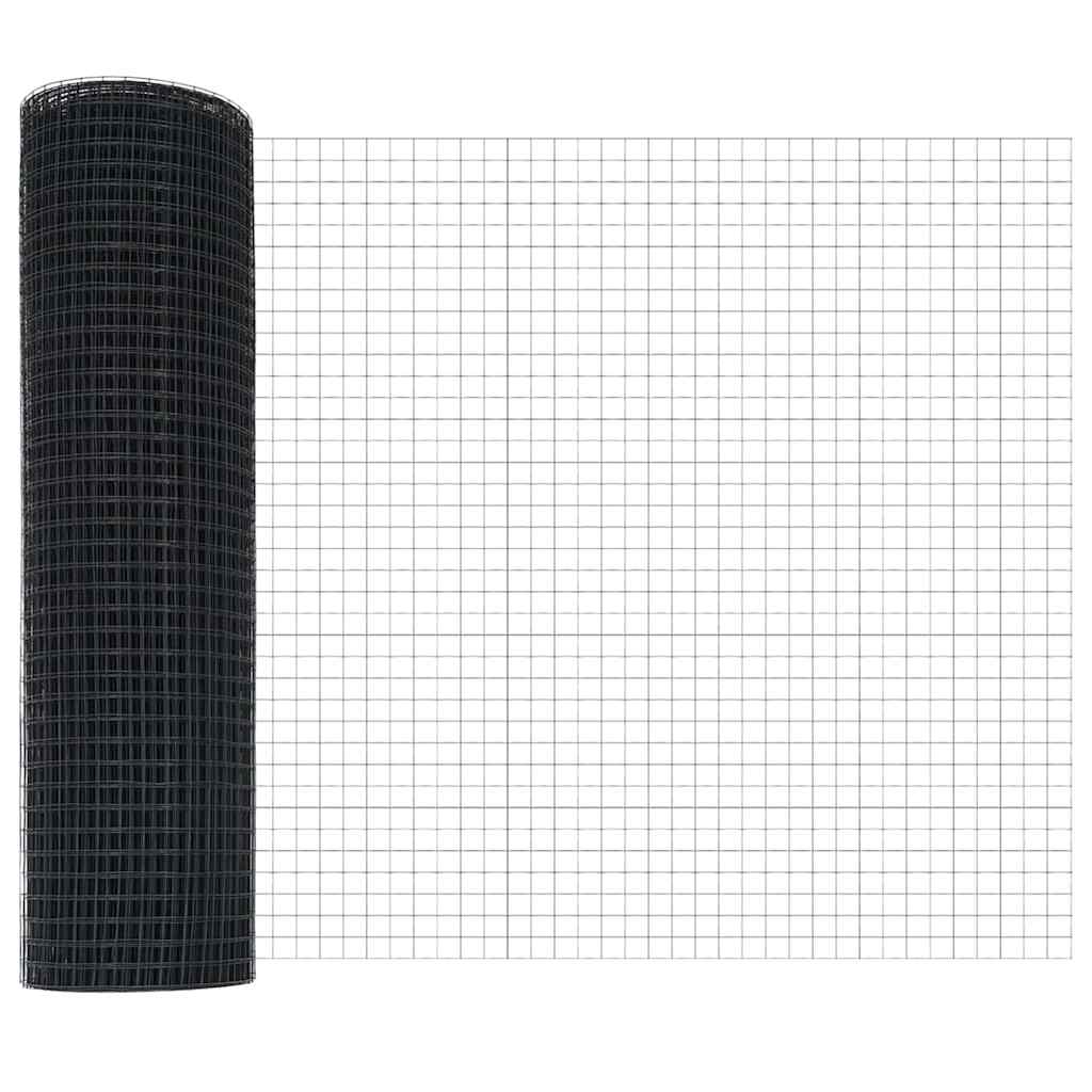 Zaun mit Pfosten Grau 0,5 x 25 m Stahl