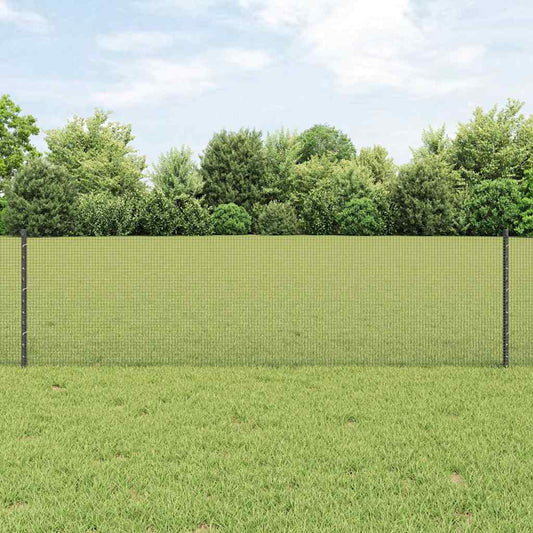 Zaun mit Pfosten Grau 0,6 x 25 m Stahl