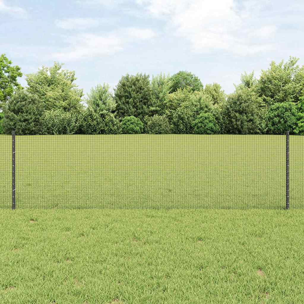 Zaun mit Pfosten Grau 0,6 x 25 m Stahl