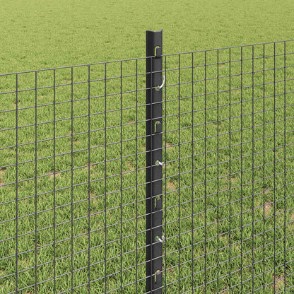 Zaun mit Pfosten Grau 0,8 x 25 m Stahl