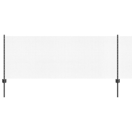 Zaun mit Pfosten Grau 0.8 x 25 m Stahl