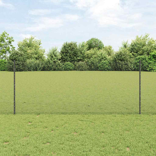 Zaun mit Pfosten Grau 1 x 25 m Stahl