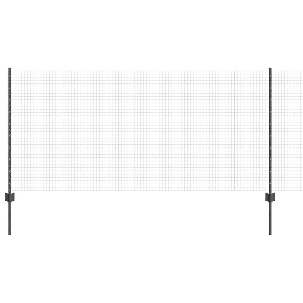 Zaun mit Pfosten Grau 1 x 25 m Stahl