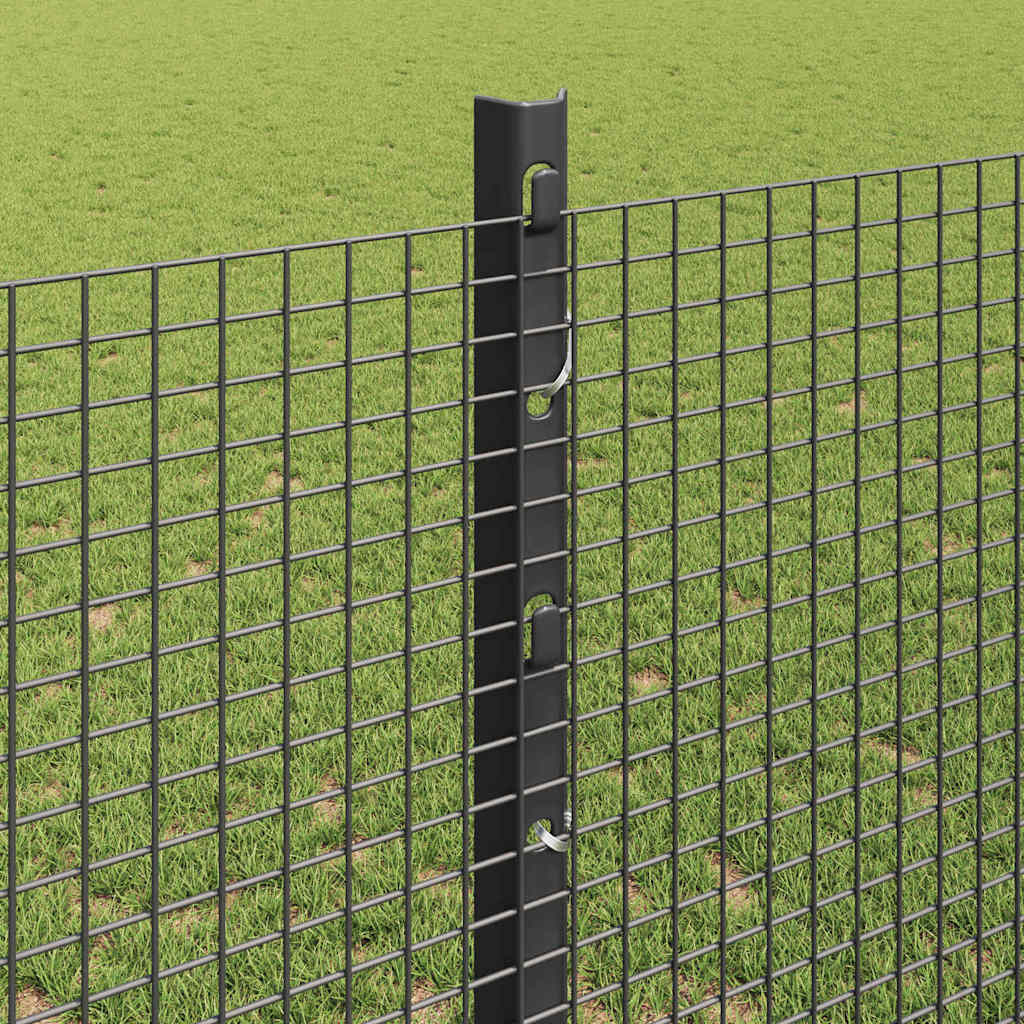 Zaun mit Pfosten Grau 1,2 x 25 m Stahl