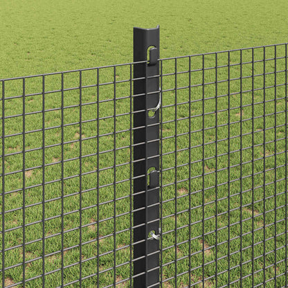 Zaun mit Pfosten Grau 1,2 x 25 m Stahl