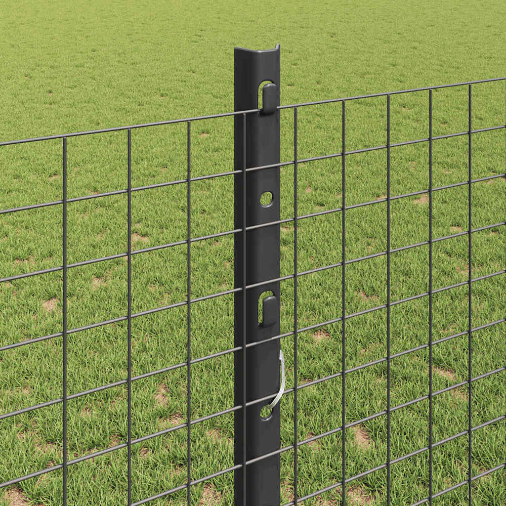 Zaun mit Pfosten Grau 1,2 x 25 m Stahl