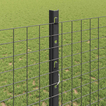 Zaun mit Pfosten Grau 1,2 x 25 m Stahl