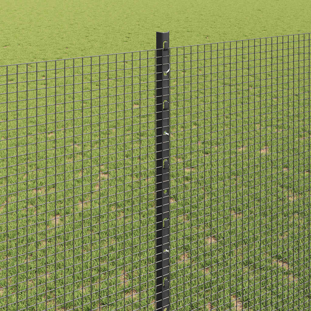 Zaun mit Pfosten Grau 1,4 x 25 m Stahl