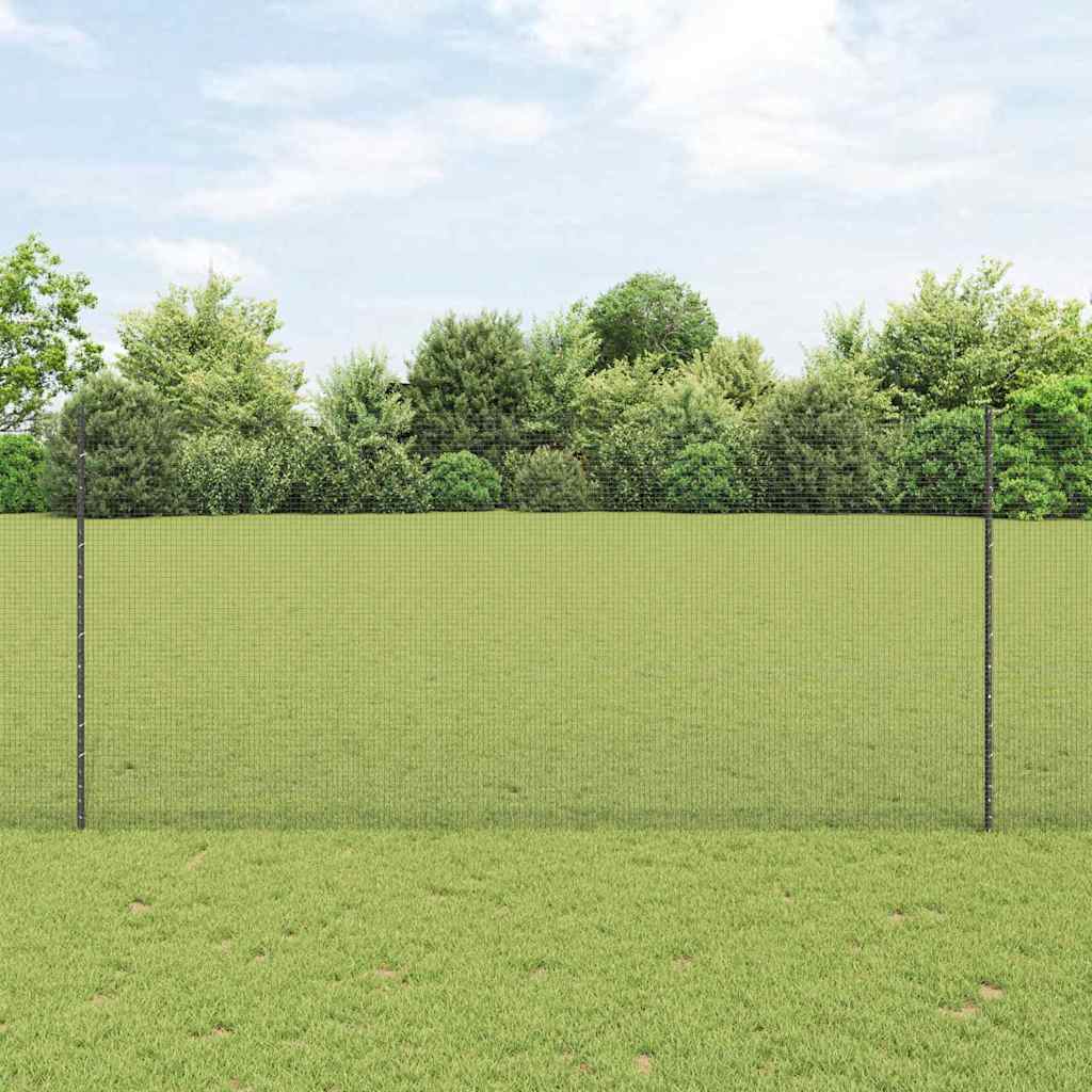Zaun mit Pfosten Grau 1.4 x 25 m Stahl