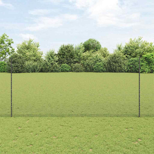 Zaun mit Pfosten Grau 1.4 x 25 m Stahl