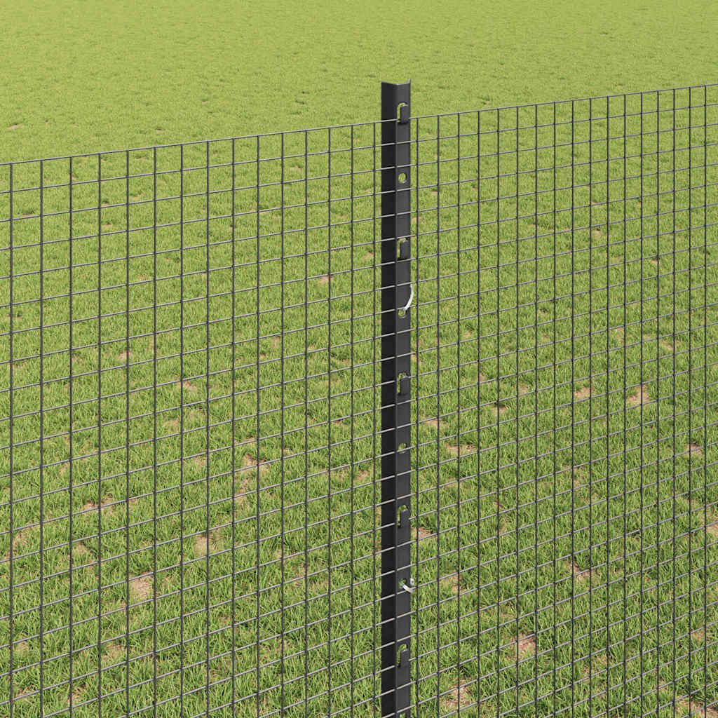 Zaun mit Pfosten Grau 1,5 x 25 m Stahl