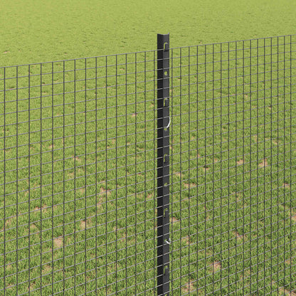 Zaun mit Pfosten Grau 1,5 x 25 m Stahl