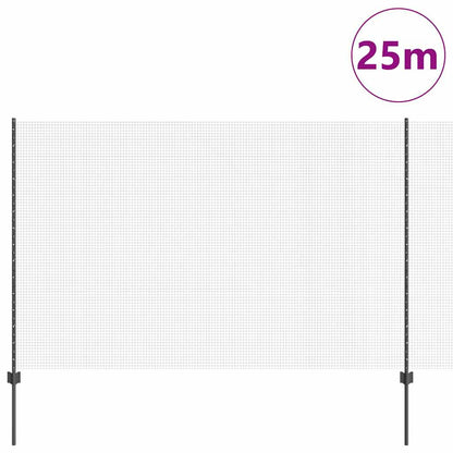 Zaun mit Pfosten Grau 1.5 x 25 m Stahl