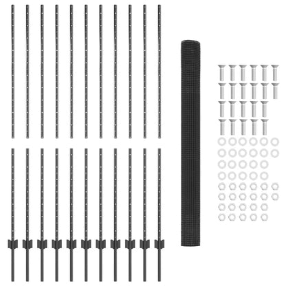 Zaun mit Pfosten Grau 1.6 x 25 m Stahl