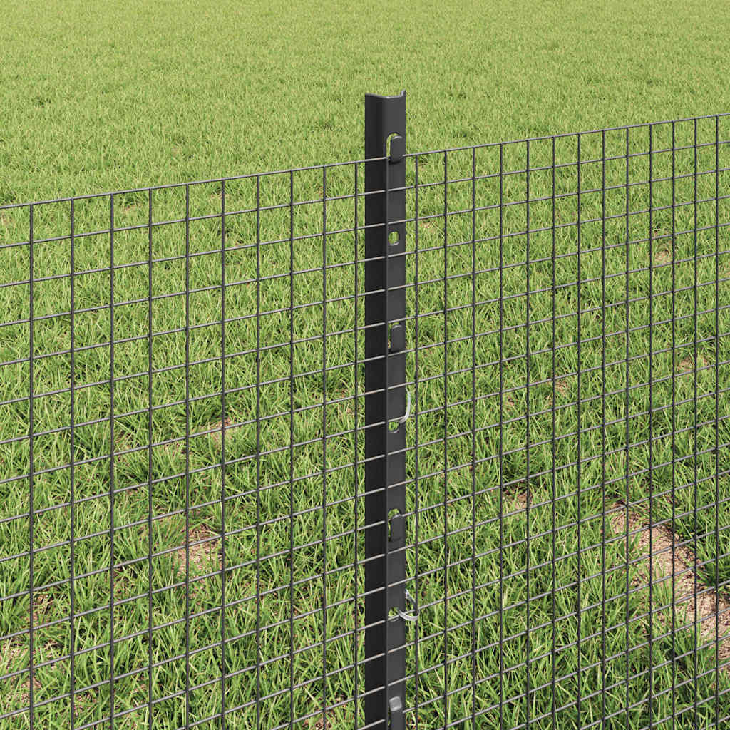 Zaun mit Pfosten Grau 0.4 x 50 m Stahl