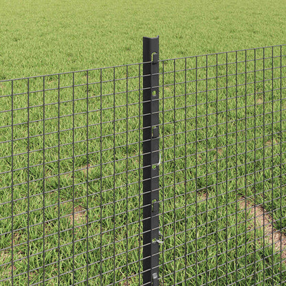 Zaun mit Pfosten Grau 0.4 x 50 m Stahl