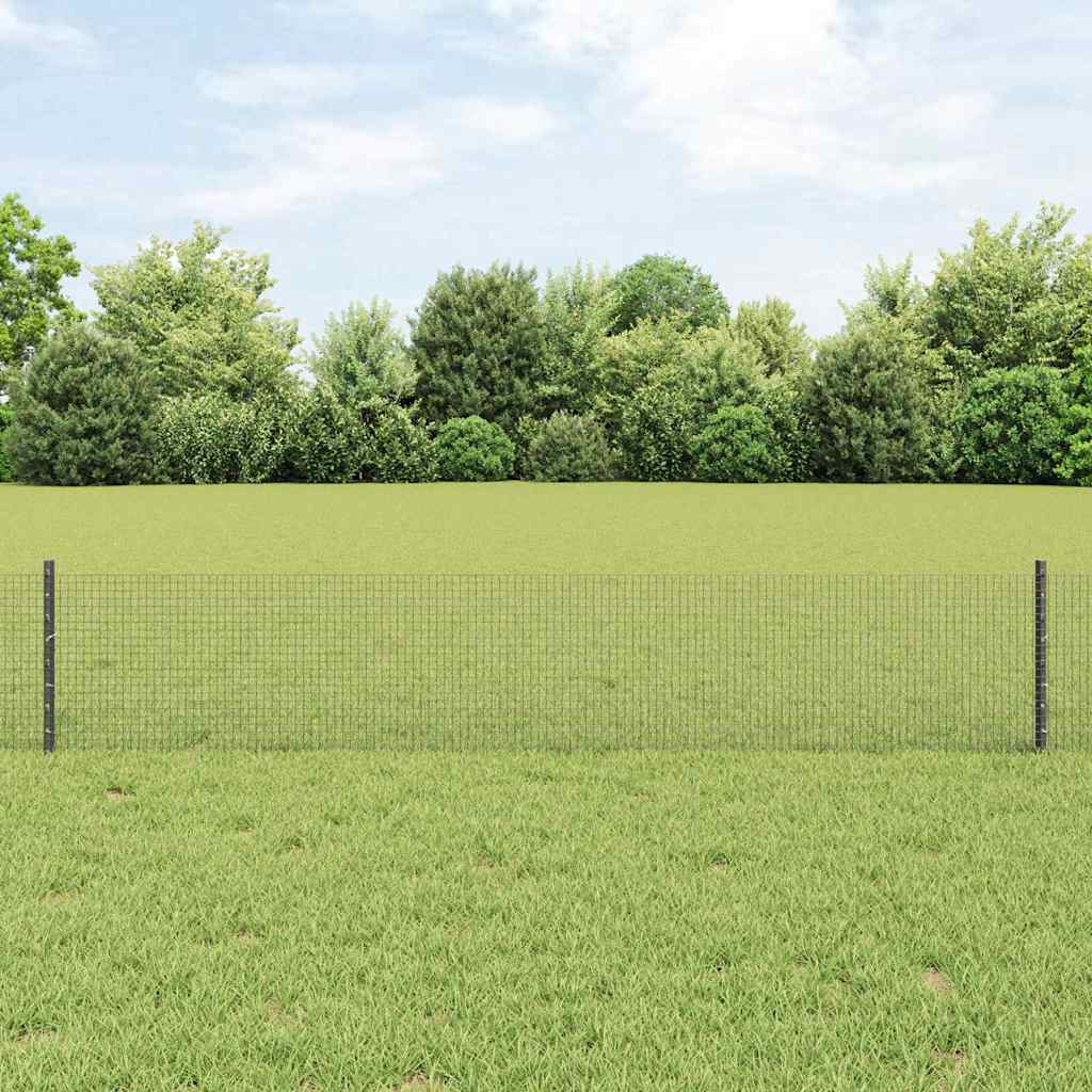Zaun mit Pfosten Grau 0.4 x 50 m Stahl