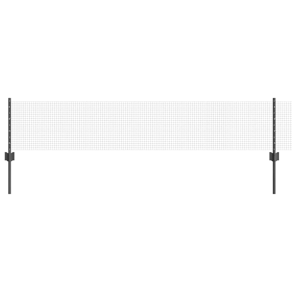 Zaun mit Pfosten Grau 0.4 x 50 m Stahl