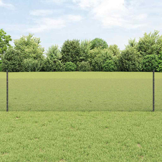 Zaun mit Pfosten Grau 0,5 x 50 m Stahl