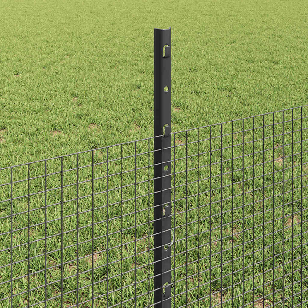 Zaun mit Pfosten Grau 0,5 x 50 m Stahl