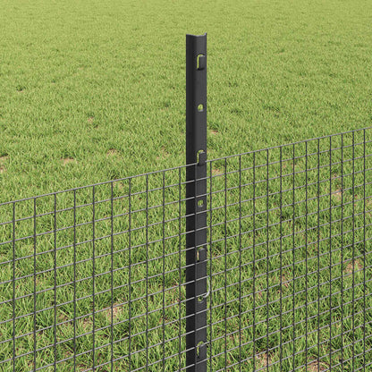Zaun mit Pfosten Grau 0,5 x 50 m Stahl