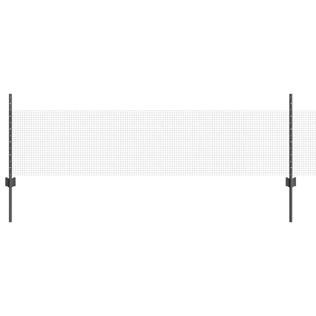 Zaun mit Pfosten Grau 0,5 x 50 m Stahl