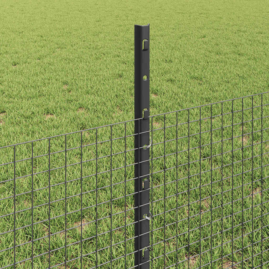Zaun mit Pfosten Grau 0,5 x 50 m Stahl