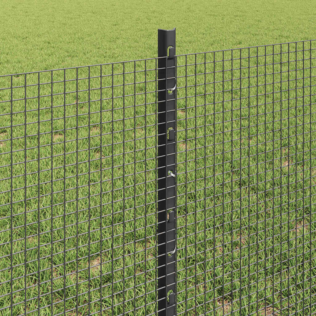 Zaun mit Pfosten Grau 0,6 x 50 m Stahl