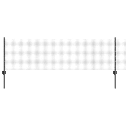 Zaun mit Pfosten Grau 0.6 x 50 m Stahl