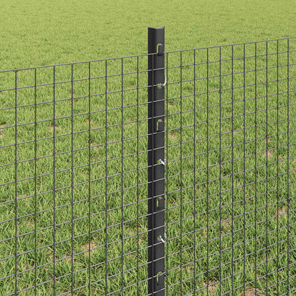 Zaun mit Pfosten Grau 0,6 x 50 m Stahl
