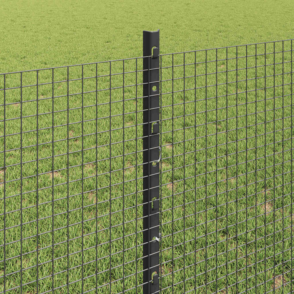 Zaun mit Pfosten Grau 0,8 x 50 m Stahl