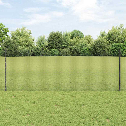 Zaun mit Pfosten Grau 0,8 x 50 m Stahl