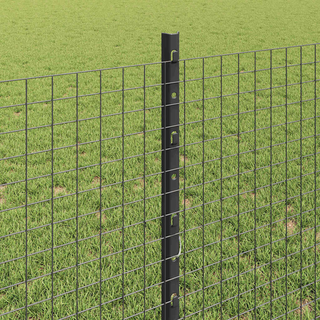 Zaun mit Pfosten Grau 0,8 x 50 m Stahl