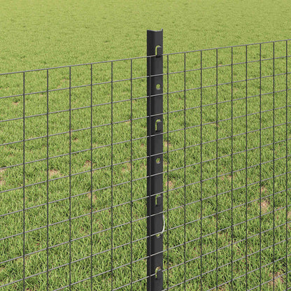 Zaun mit Pfosten Grau 0,8 x 50 m Stahl