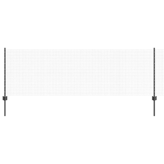 Zaun mit Pfosten Grau 0,8 x 50 m Stahl