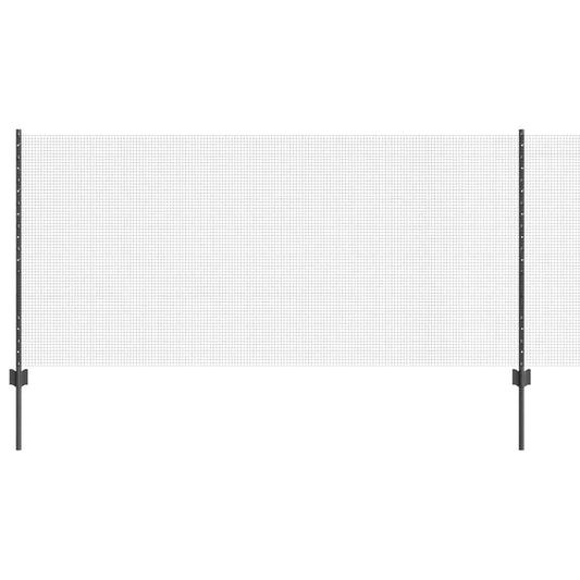 Zaun mit Pfosten Grau 1 x 50 m Stahl