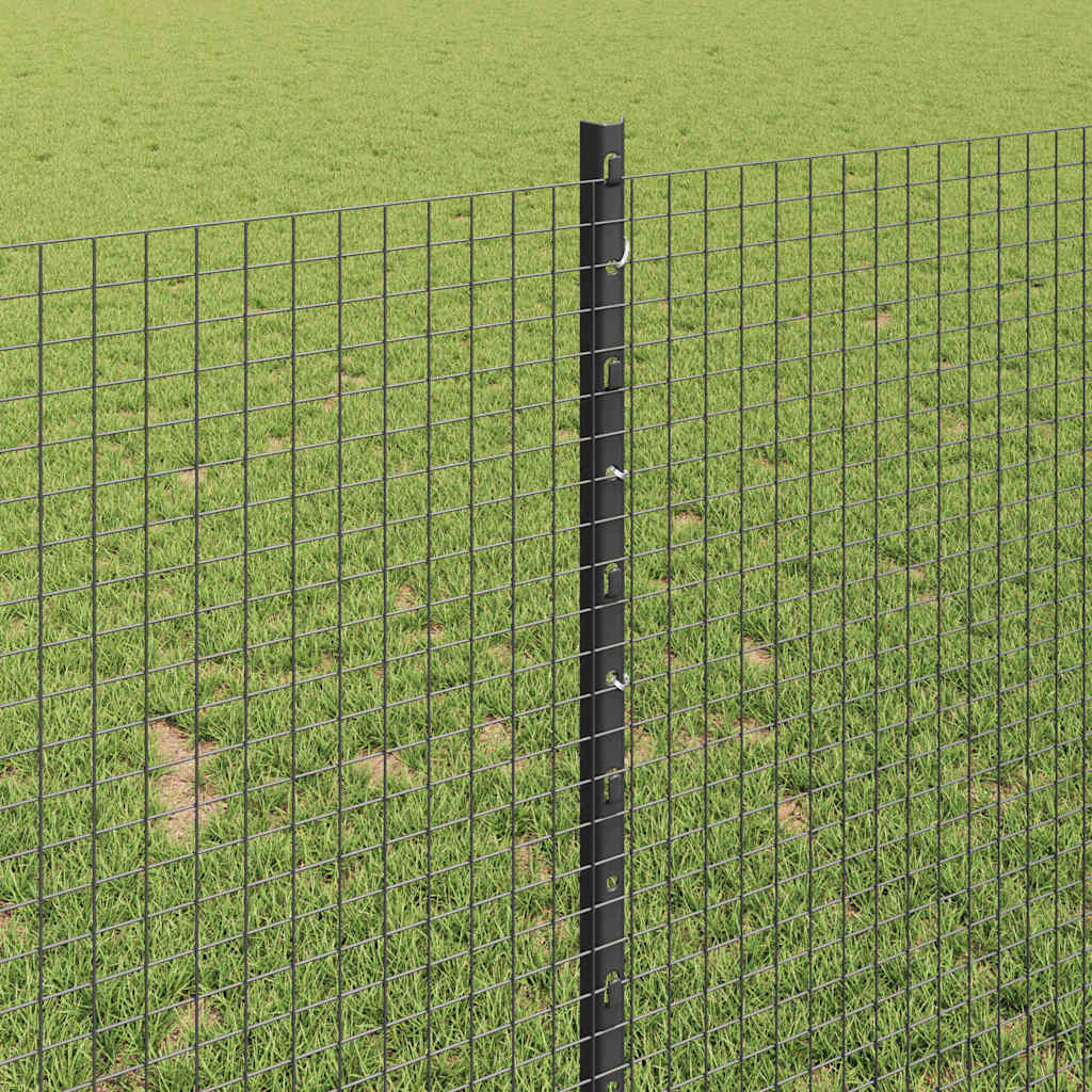 Zaun mit Pfosten Grau 1 x 50 m Stahl