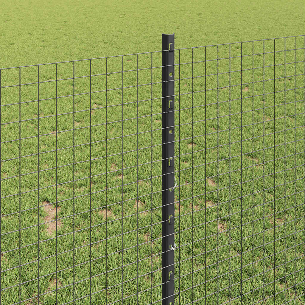 Zaun mit Pfosten Grau 1 x 50 m Stahl