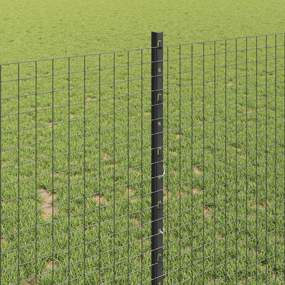 Zaun mit Pfosten Grau 1 x 50 m Stahl