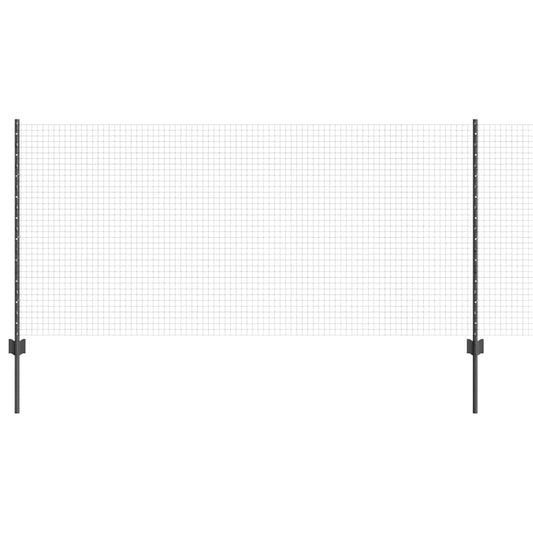 Zaun mit Pfosten Grau 1 x 50 m Stahl