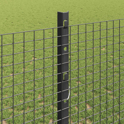 Zaun mit Pfosten Grau 1,2 x 50 m Stahl