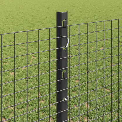 Zaun mit Pfosten Grau 1,2 x 50 m Stahl