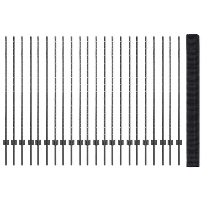 Zaun mit Pfosten Grau 1.4 x 50 m Stahl