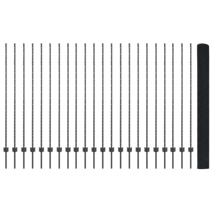 Zaun mit Pfosten Grau 1.5 x 50 m Stahl