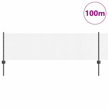 Zaun mit Pfosten Grau 0,6 x 100 m Stahl